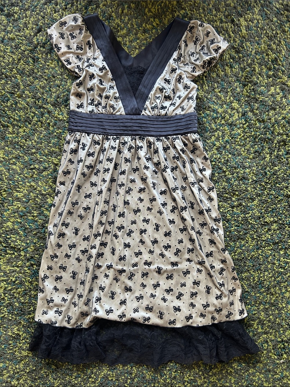 Vintage Ring Bow Print Midi Dress